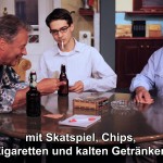 1005 mit Skatspiel, Chips,Zigaretten und kaöten Getränken.